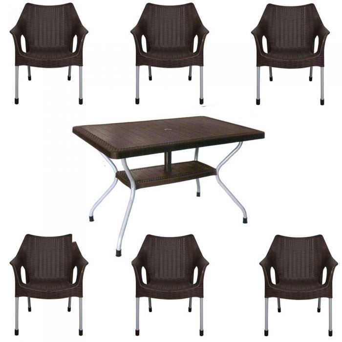 تصویر ست میز و صندلی 6 نفره حصیر بافت ناصر پلاستیک کد 621 991