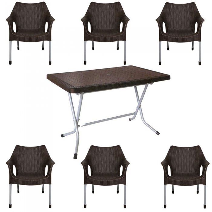 تصویر ست میز و صندلی 6 نفره حصیر بافت ناصر پلاستیک کد 521 991