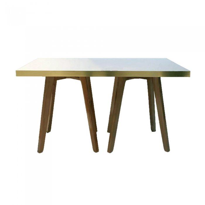 تصویر میز مستطیل پایه چوبی استیل هامون مدل T11
