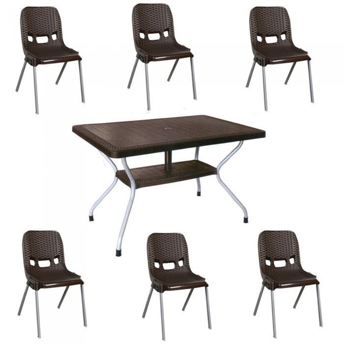 تصویر ست میز و صندلی 6 نفره حصیر بافت ناصر پلاستیک کد 621 881